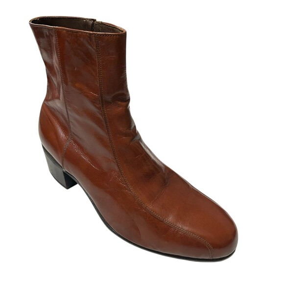 Florsheim DukeMens9EEE Leather 17087 03 Brown Cognac Side Zipper Ankle Boots